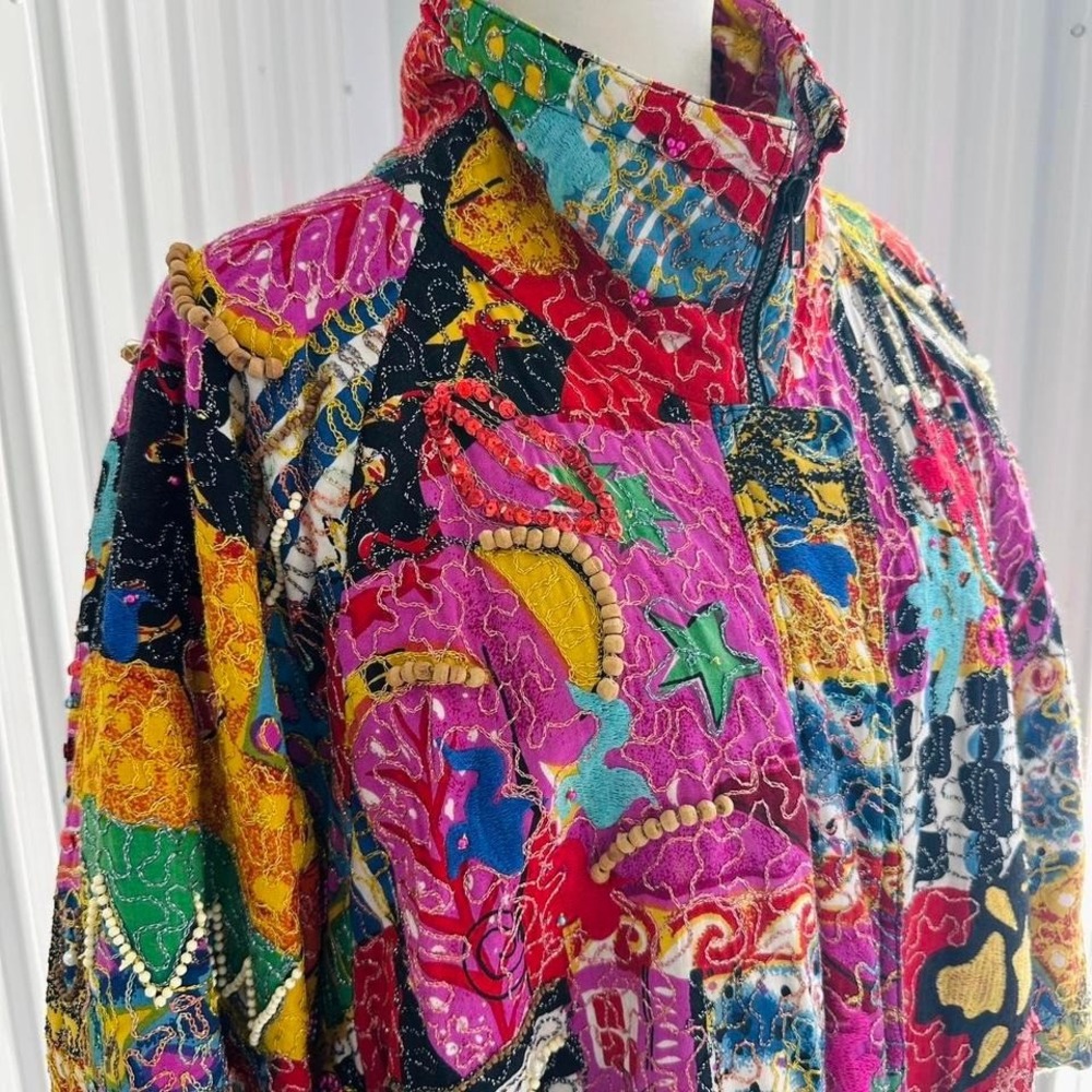 Outrageous Patchwork Multicolored Beaded Embroide… - image 3